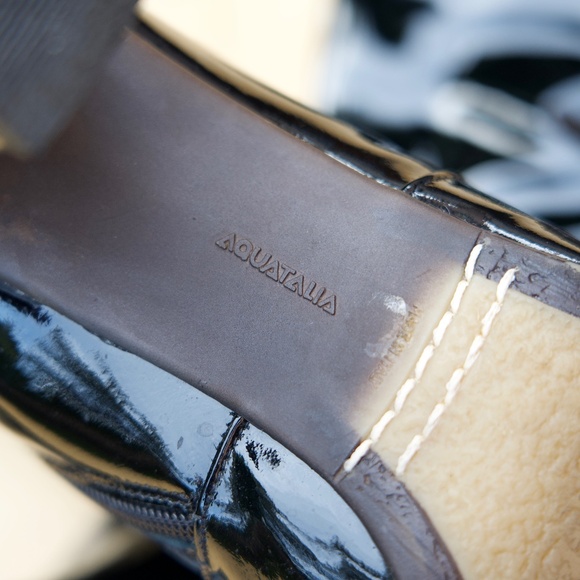 Aquatalia Rhumba Low Black Retro Patent Leather Boots Made In Italy Woman's 10 - Picture 15 of 16